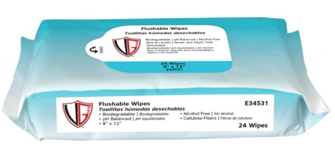 Picture of Premium Flushable Wipes, Pre-moistened, 8" x 12"(24pksof24)