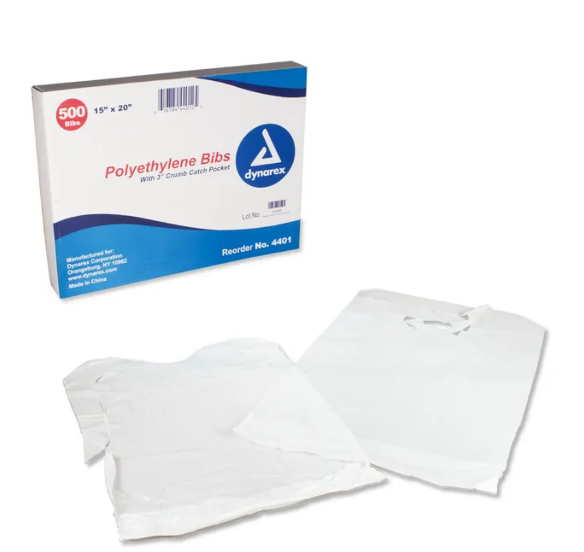 Picture of Polyethelene Bibs crumb catch 3" pocket, 15" x 20", 4/500/Cs