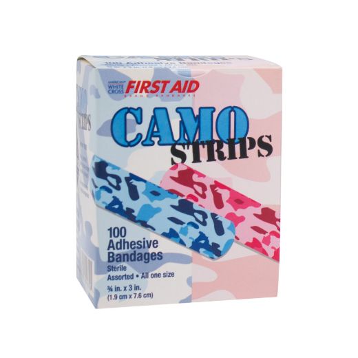 Picture of Camouflage Stat Strip® Adhesive Bandages 3/4 x 3, Blue/Pink Camo