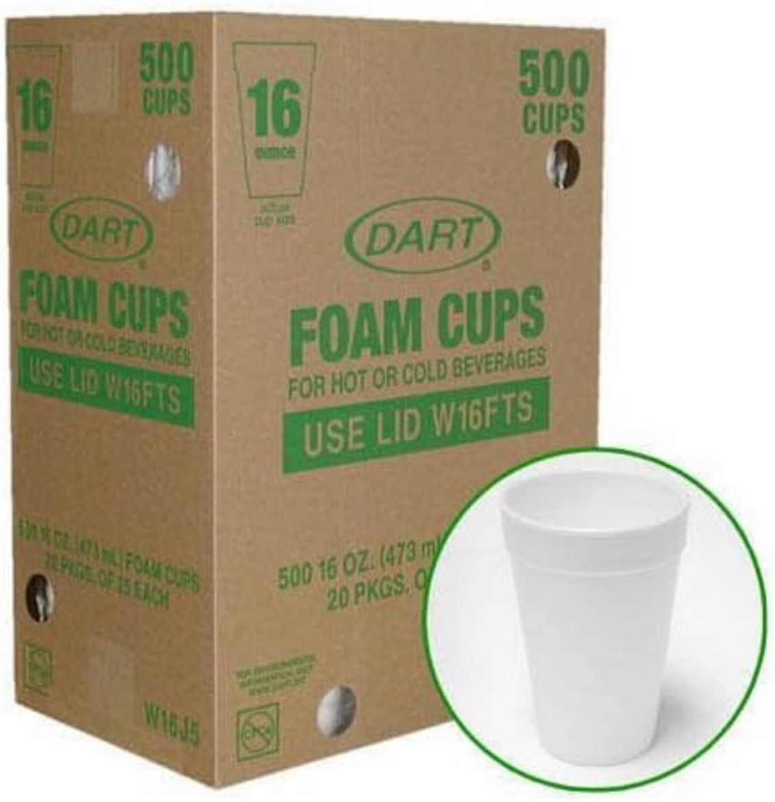 Picture of Dart Foam Cups 16oz 500/case
