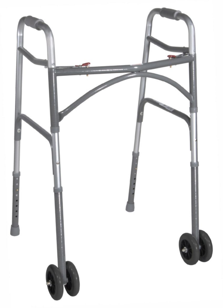 Picture of Bariatric Aluminum Folding Walker Two Button with 5" wheels