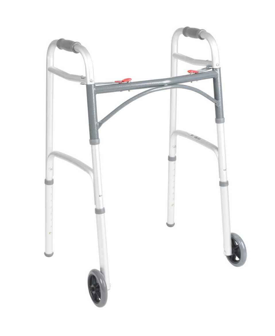 Picture of Deluxe Folding Walker, Two Button with 5" Wheels